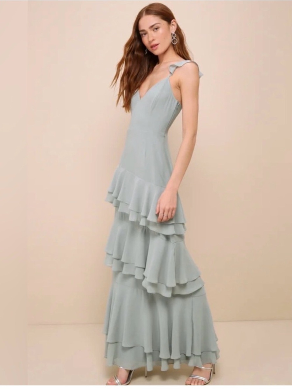 Lulu's Light Blue Tiered Wedding Dress